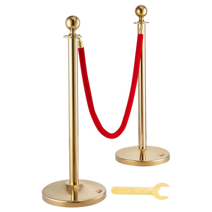 Crowd Control Stanchion Set, 6 Posts, 4 Red Velvet Ropes