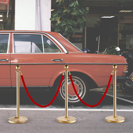 Crowd Control Stanchion Set, 6 Posts, 4 Red Velvet Ropes