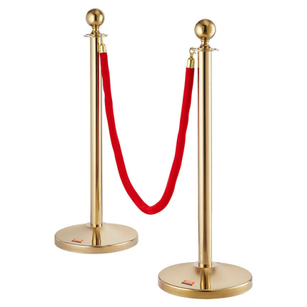 Crowd Control Stanchion Set, 6 Posts, 4 Red Velvet Ropes