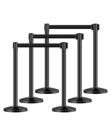 Crowd Control Stanchion Set, 6 Posts with 6.5 ft Belts