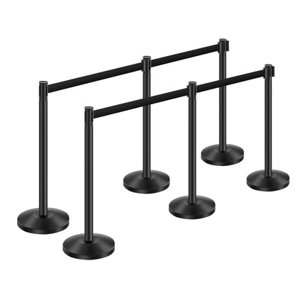Crowd Control Stanchion Set, 6 Posts with 6.5 ft Belts