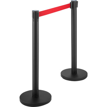 Crowd Control Stanchions Set of 6, 6.6 ft Red Belt