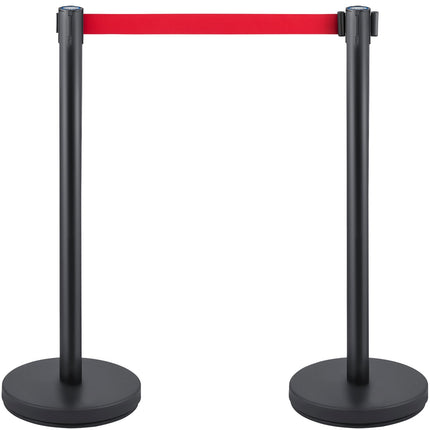 Crowd Control Stanchions Set of 6, 6.6 ft Red Belt