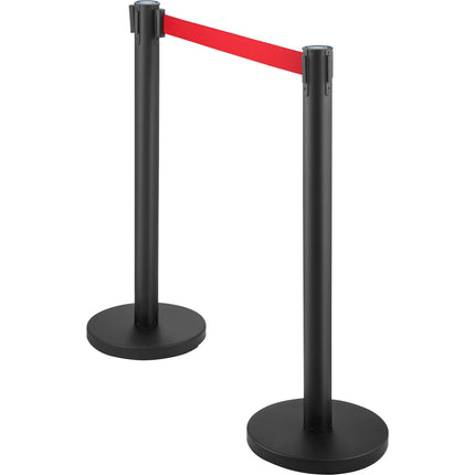 Crowd Control Stanchions Set of 6, 6.6 ft Red Belt