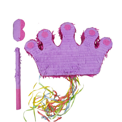 Crown Piñata Set with Stick and Eye Mask