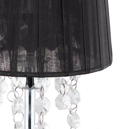 Crystal table lamp with organza shade