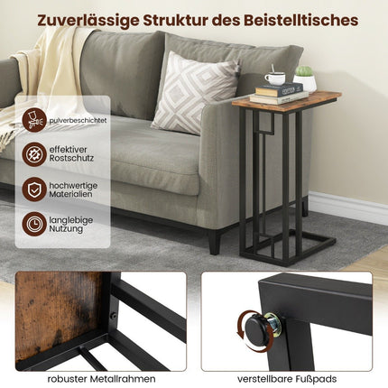 C-shaped side table compact sofa table for small spaces coffee table with metal frame 48 x 26 x 66 cm