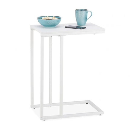 C-shaped side table in white