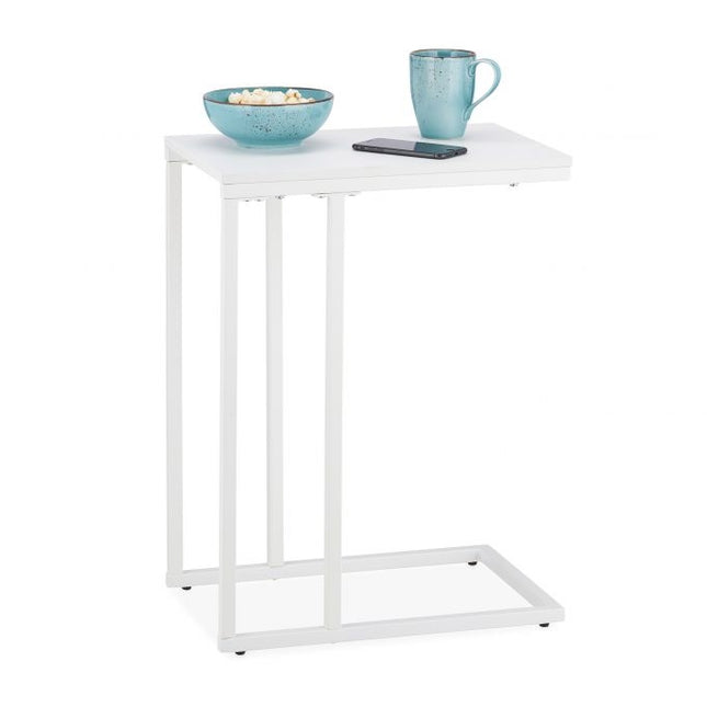 C-shaped side table in white