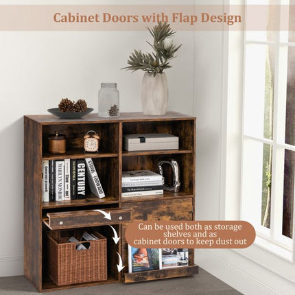 Cube Storage Bookcase 90cm, Adjustable, 2 Pull Out Shelves