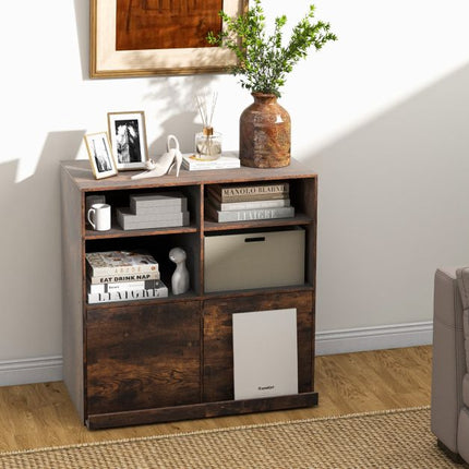 Cube Storage Bookcase 90cm, Adjustable, 2 Pull Out Shelves