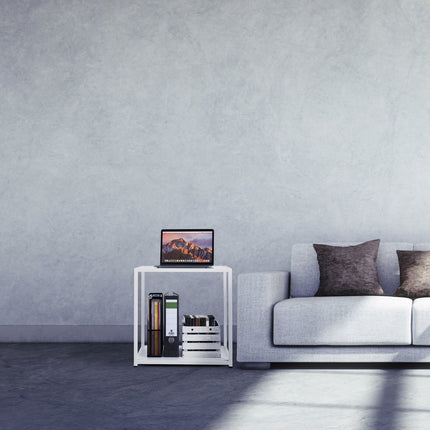 Cuboid side table with glass