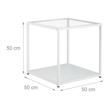 Cuboid side table with glass