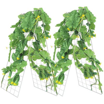 Cucumber Trellis A-Frame, Foldable Metal, 35 x 55 in With Plant Clips