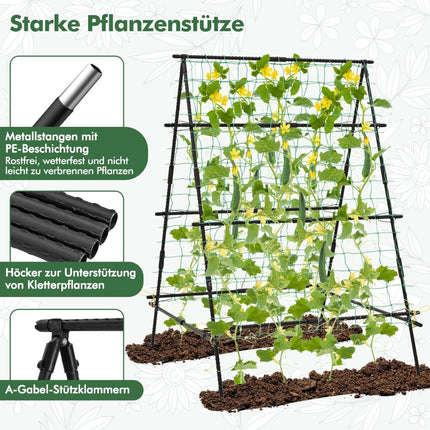 Cucumber Trellis with Net & Clips, PE-Coated Metal