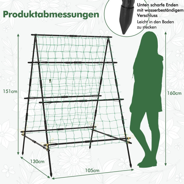 Cucumber Trellis with Net & Clips, PE-Coated Metal