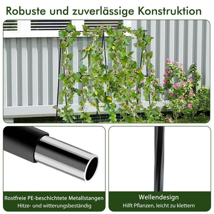 Cucumber trellis set A-shaped adjustable width trellis with net 88 x 124 x 30-60 cm black