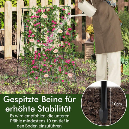 Cucumber trellis set A-shaped adjustable width trellis with net 88 x 124 x 30-60 cm black