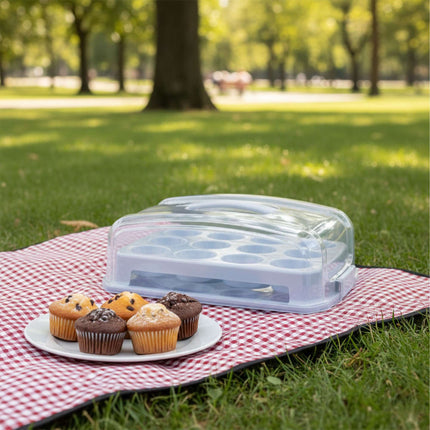 Cupcake Storage Box with Handle – Holds 24 Muffins