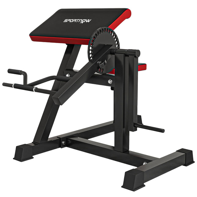 Curlbank & triceps extension, 5 zitverstellingen, 25 hoeken, staal & synthetisch leer, zwart
