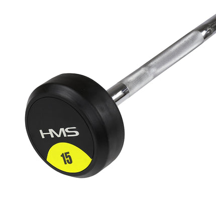 Curled Rubber Coated Barbell – 15 kg