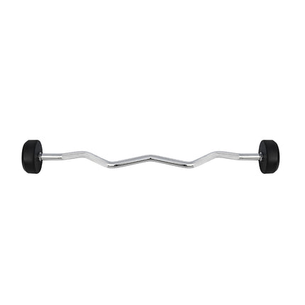 Curled Rubber Coated Barbell – 15 kg