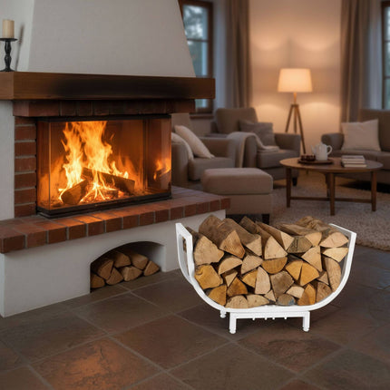 Curved Iron Firewood Rack – Space-Saving Log Holder