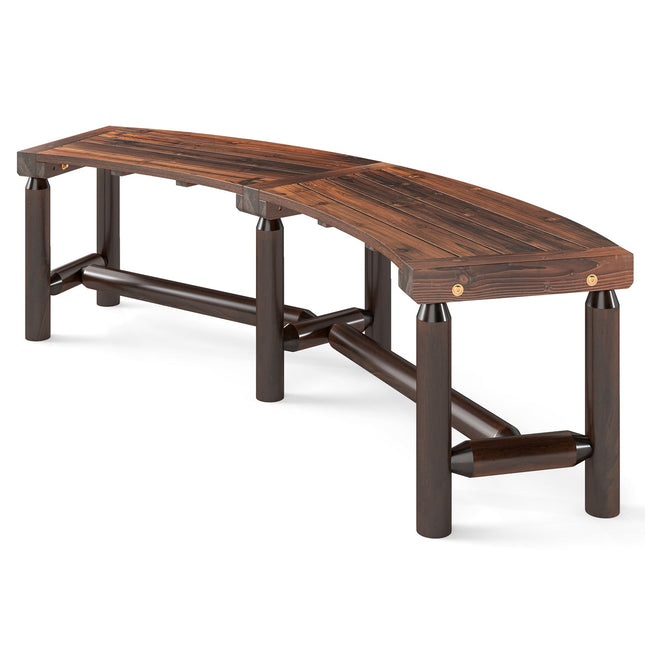 Gebogen houten buitenbank voor 2-3 personen, 170 cm