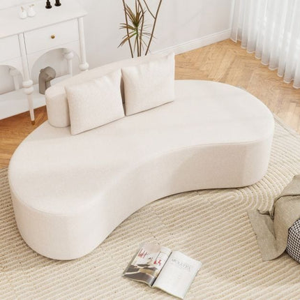 Curved Sofa, 3-Seater with 2 Pillows, Beige