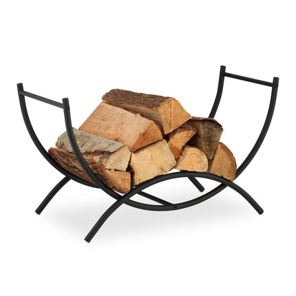 Curved Steel Firewood Basket – Black, Easy Carry