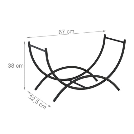 Curved Steel Firewood Basket – Black, Easy Carry