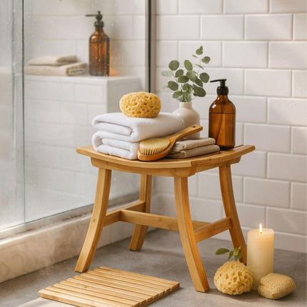 Curved bamboo stool