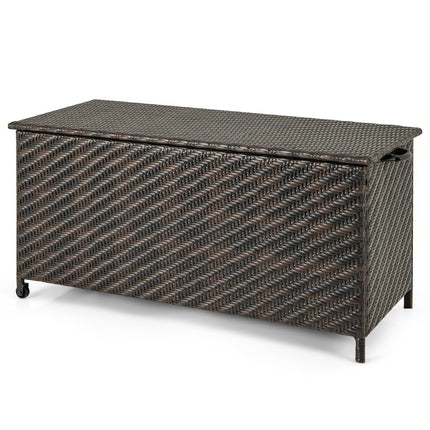 Cushion Box with Wheels & 320L Capacity Waterproof Cushion Box Polyrattan Storage Box