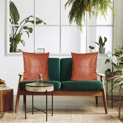 Cushion cover in leather look - set of 2