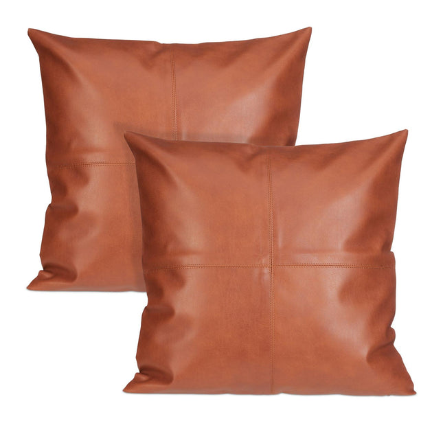 Cushion cover in leather look - set of 2