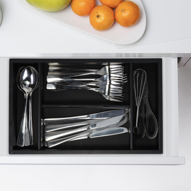 Bestekbak met handvat - 4 vakken, bamboe