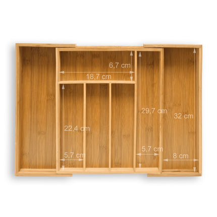 Cutlery box bamboo 48 cm extendable