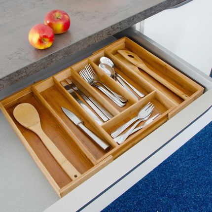 Cutlery box bamboo 48 cm extendable