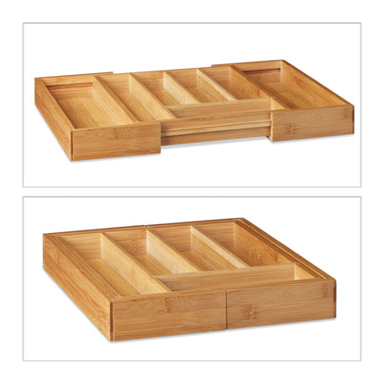 Cutlery box bamboo 48 cm extendable