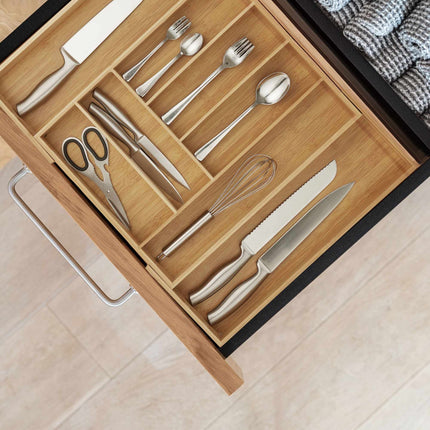 Cutlery box bamboo extendable