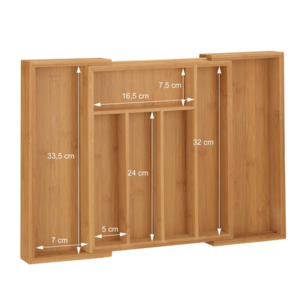 Cutlery box bamboo extendable