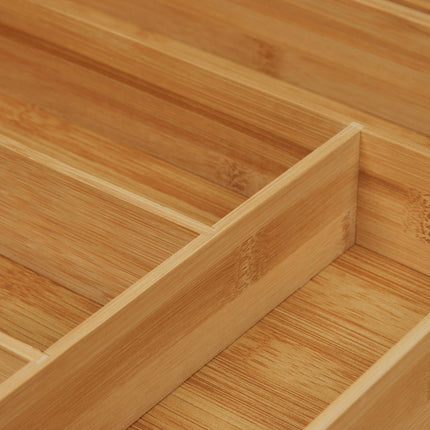 Cutlery box bamboo extendable