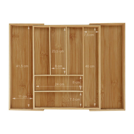 Cutlery box bamboo extendable