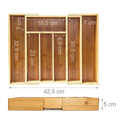 Cutlery box bamboo extendable size S