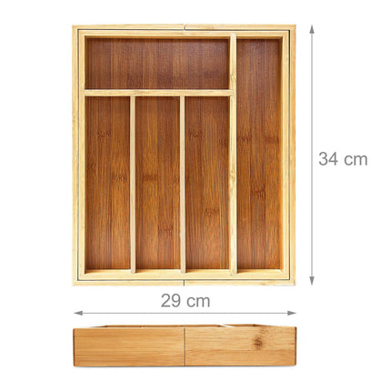 Cutlery box bamboo extendable size S
