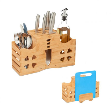 Cutlery holder with board holder