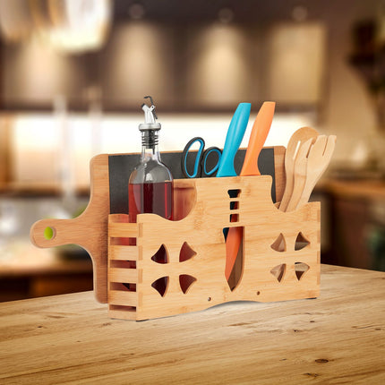 Cutlery holder with board holder