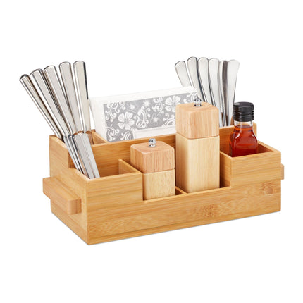 Cutlery stand in bamboo with napkin holder