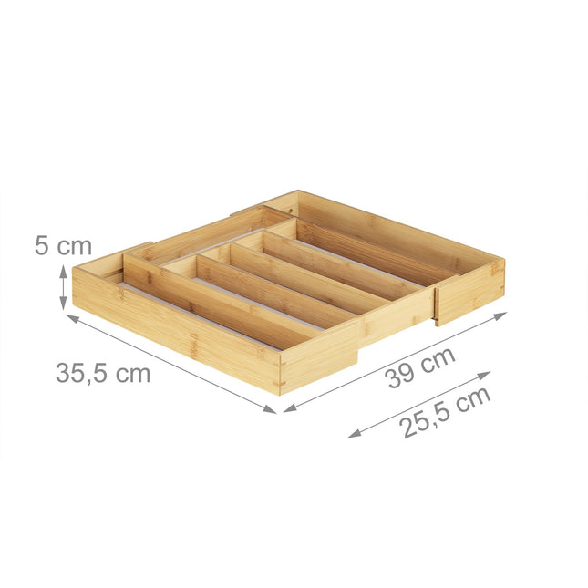 Bestekbak bamboe 40 cm uitschuifbaar