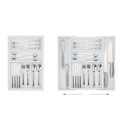 Cutlery tray bamboo white